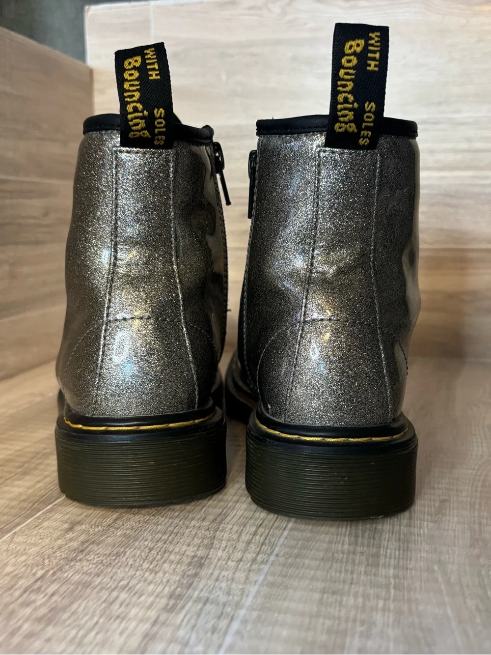 Dr. Martens Air Wair #1460 Glitter J Zip Combat Boots Kids Girl’s